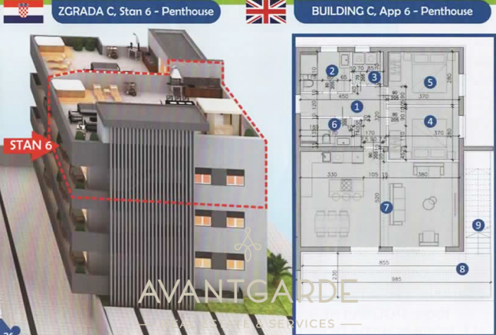 Image No.2-Penthouse de 2 chambres à vendre à Sukošan