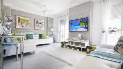 Refurbished-detached-3-bed-villa-private-pool-living-room-tv