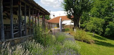Covered Outdoor Space with Flowers